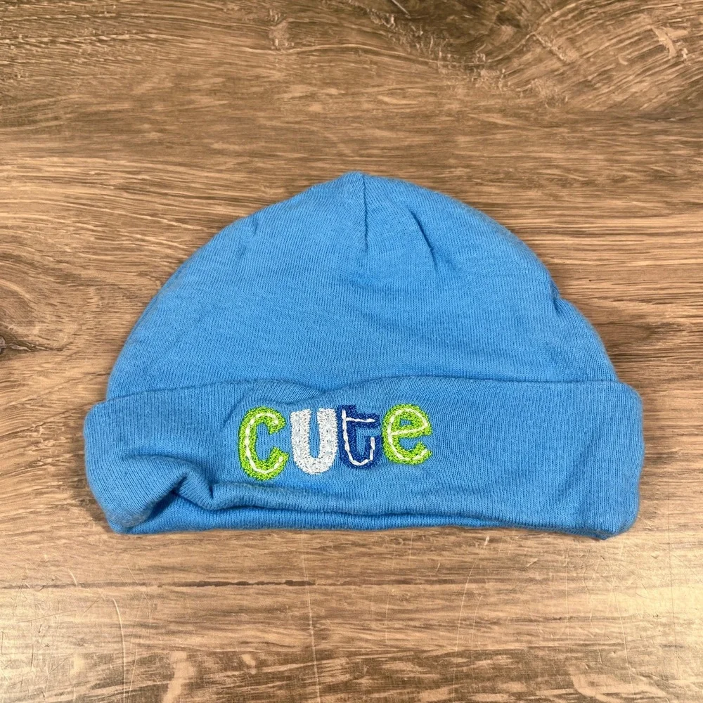 Gerber Beanie Hat Set Baby 0-6 Months Blue Striped Cotton Cute 3 Pack